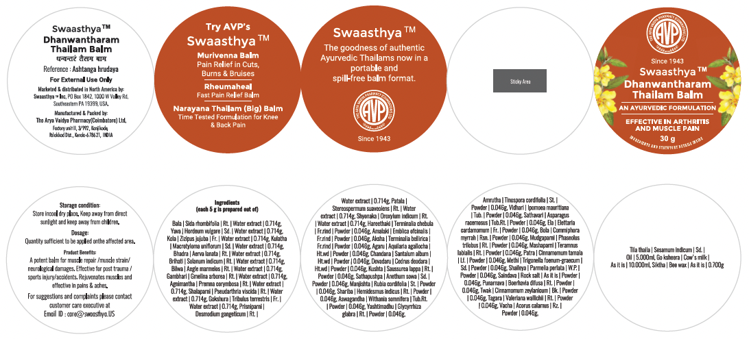 Swaasthya™ Dhanwantharam thailam Balm